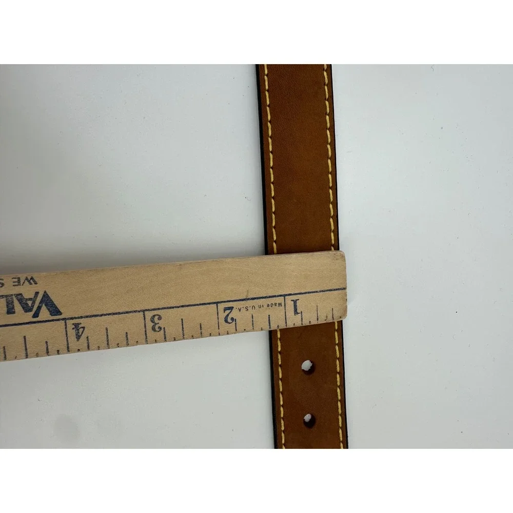 Brown Oil‎ Tanned Steerhide Leather Belt Brass Horseshoe Buckle 1 Inch Wide